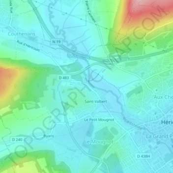 Mappa topografica La Pommerey, altitudine, rilievo