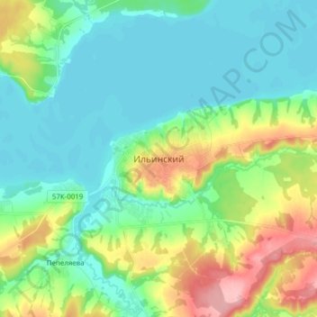 Mappa topografica Ильинский, altitudine, rilievo