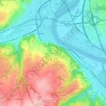 Mappa topografica Le Bouchage, altitudine, rilievo