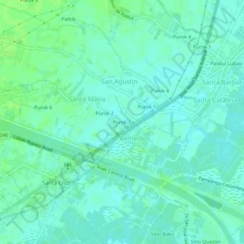 Mappa topografica Purok 1, altitudine, rilievo
