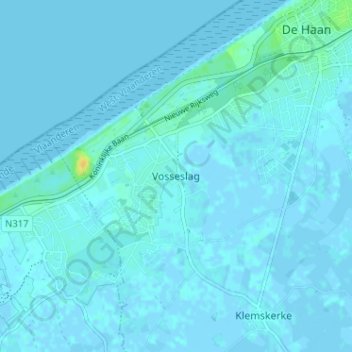 Mappa topografica Vosseslag, altitudine, rilievo
