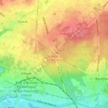 Mappa topografica Croix-Caillaux, altitudine, rilievo