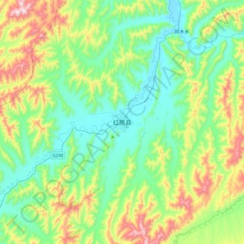 Mappa topografica 红原县, altitudine, rilievo