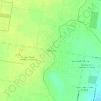 Mappa topografica Citrus City, altitudine, rilievo