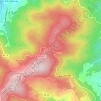 Mappa topografica Col de la Luère, altitudine, rilievo