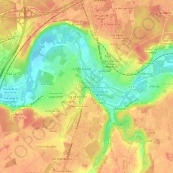 Mappa topografica La Ville, altitudine, rilievo