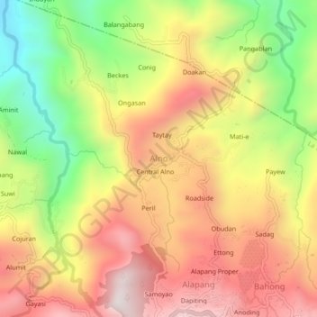 Mappa topografica Alno, altitudine, rilievo