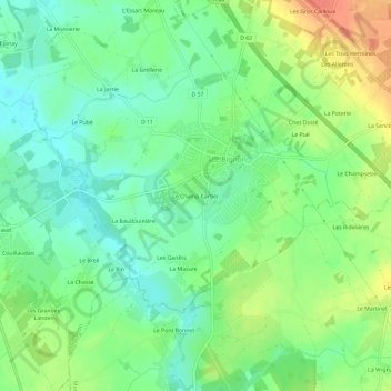 Mappa topografica Le Champ Cartier, altitudine, rilievo