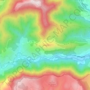 Mappa topografica Esparon, altitudine, rilievo