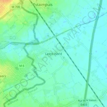 Mappa topografica Leers-Noord, altitudine, rilievo
