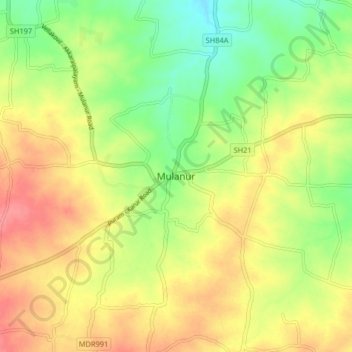 Mappa topografica Mulanur, altitudine, rilievo