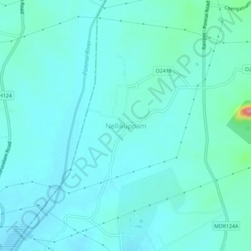 Mappa topografica Nellikuppam, altitudine, rilievo
