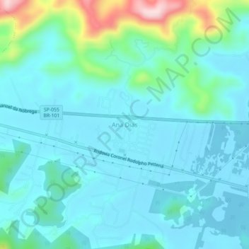 Mappa topografica Ana Dias, altitudine, rilievo