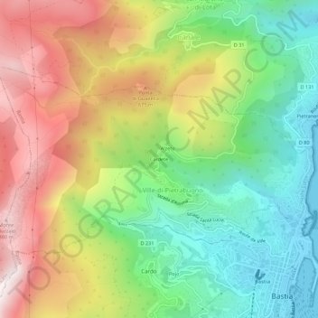Mappa topografica Cardete, altitudine, rilievo