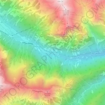 Mappa topografica Boccorio, altitudine, rilievo