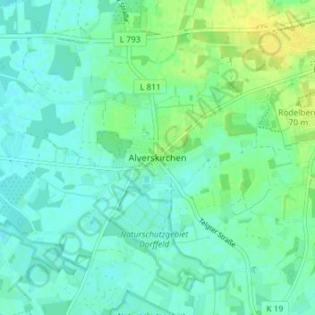 Mappa topografica Alverskirchen, altitudine, rilievo