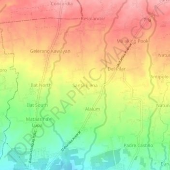 Mappa topografica Santa Elena, altitudine, rilievo