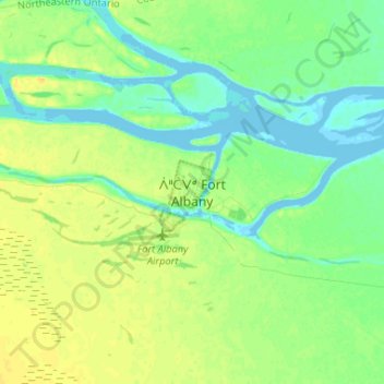 Mappa topografica Fort Albany, altitudine, rilievo