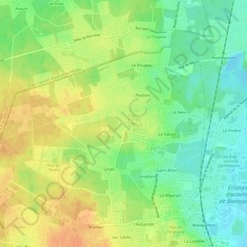 Mappa topografica Queyron, altitudine, rilievo