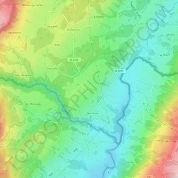 Mappa topografica Scheffau, altitudine, rilievo