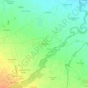 Mappa topografica Mottaziana, altitudine, rilievo