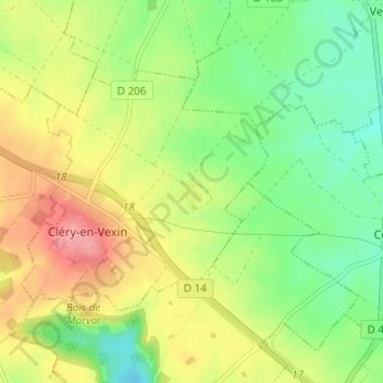 Mappa topografica Le Tillay, altitudine, rilievo