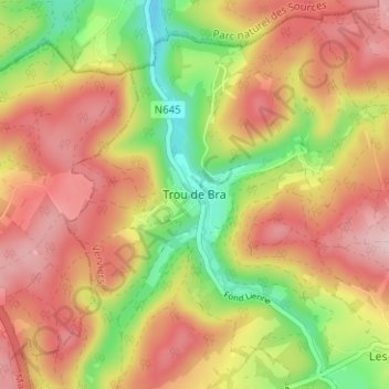 Mappa topografica Trou de Bra, altitudine, rilievo