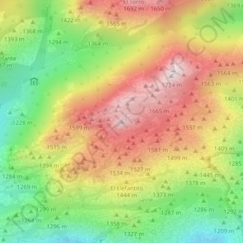 Mappa topografica Peña del Yelmo, altitudine, rilievo