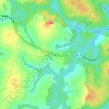 Mappa topografica Bandongwé, altitudine, rilievo
