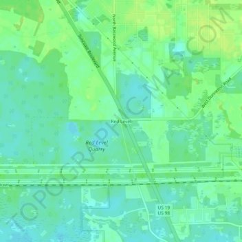 Mappa topografica Red Level, altitudine, rilievo