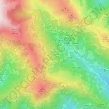 Mappa topografica Ricchetta, altitudine, rilievo