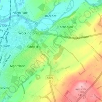 Mappa topografica Schoose, altitudine, rilievo