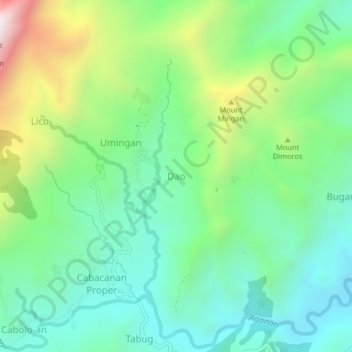 Mappa topografica Dao, altitudine, rilievo