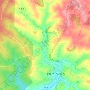 Mappa topografica Librecy, altitudine, rilievo