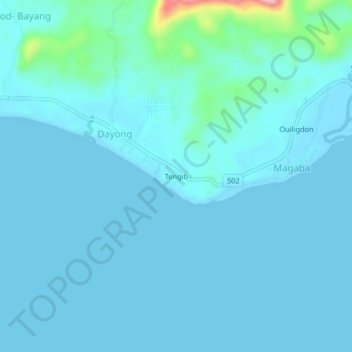 Mappa topografica Tengib, altitudine, rilievo