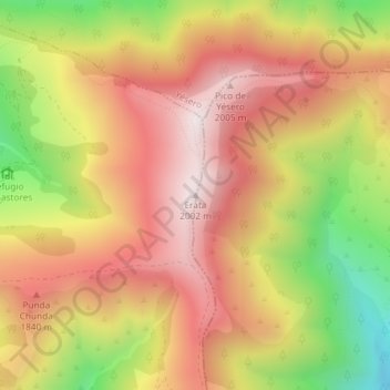 Mappa topografica Erata, altitudine, rilievo