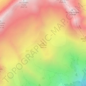 Mappa topografica Cuolmet, altitudine, rilievo