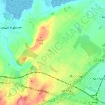 Mappa topografica Great Norwood, altitudine, rilievo