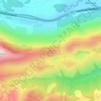 Mappa topografica Baua, altitudine, rilievo