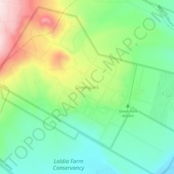 Mappa topografica Greenpark, altitudine, rilievo