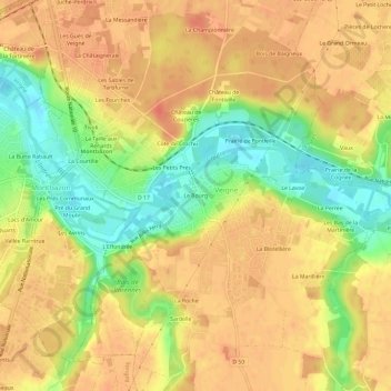 Mappa topografica Le Bourg, altitudine, rilievo