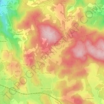 Mappa topografica Bezeau, altitudine, rilievo