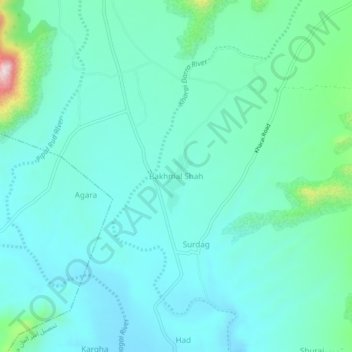 Mappa topografica Bakhmal Shah, altitudine, rilievo