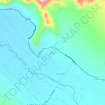 Mappa topografica Shey, altitudine, rilievo