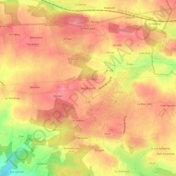 Mappa topografica Beg Er Lann, altitudine, rilievo