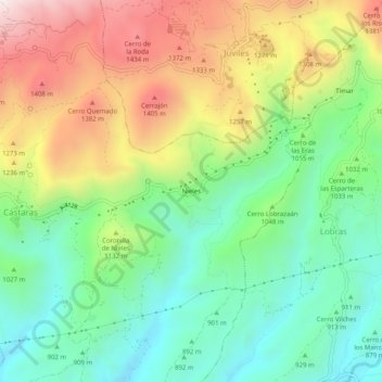 Mappa topografica Nieles, altitudine, rilievo