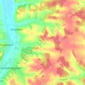 Mappa topografica Kreuzthann, altitudine, rilievo