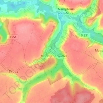 Mappa topografica Muret, altitudine, rilievo