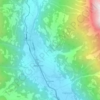 Mappa topografica Cologna, altitudine, rilievo