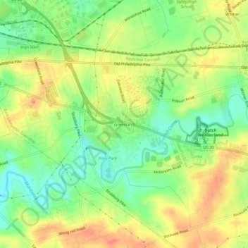 Mappa topografica Greenland, altitudine, rilievo